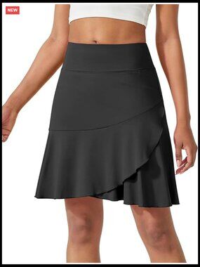 Pleated Tennis Skort with Pockets Built-in Shorts Liner High Waist Skirt